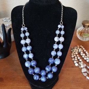 Blue resin bead necklace
